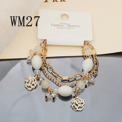 Casual Bohemian Geometric Star Shell PPC Alloy Crystal Wholesale Bracelets