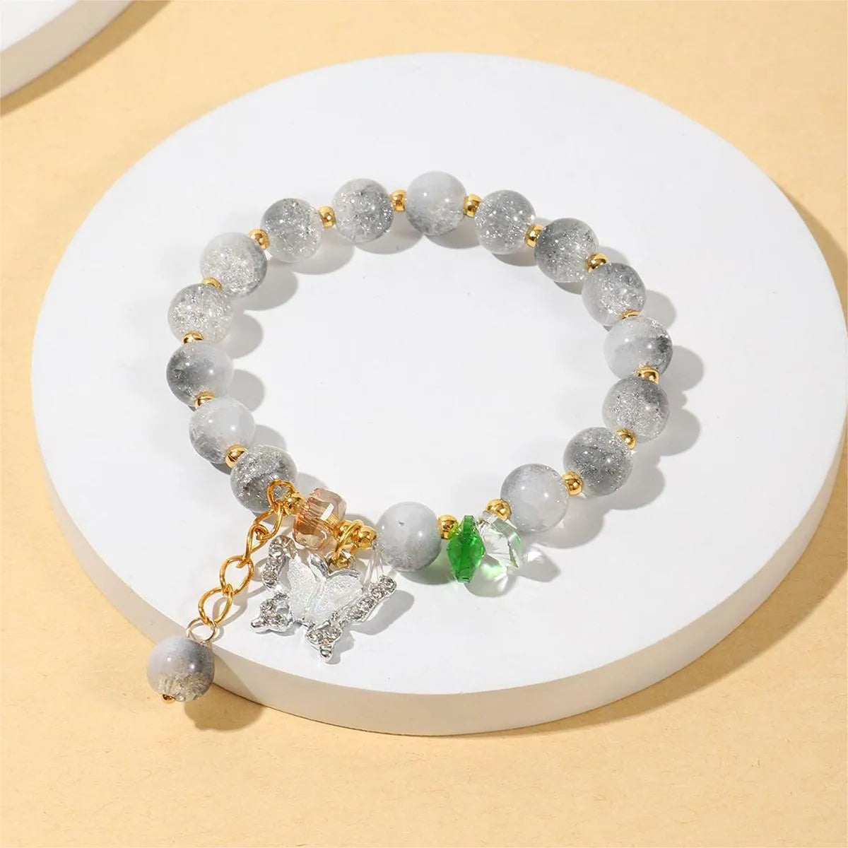 Casual Butterfly Alloy Glass Beaded Rhinestones Women'S Bracelets