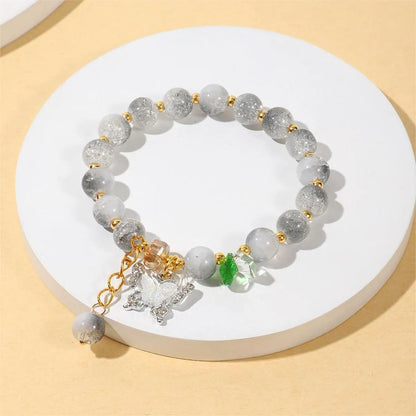 Casual Butterfly Alloy Glass Beaded Rhinestones Women'S Bracelets