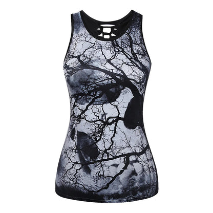 Women'S Vest Tank Tops Tassel Ripped Hollow Out Casual Butterfly Skull