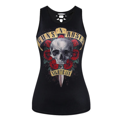 Women'S Vest Tank Tops Tassel Ripped Hollow Out Casual Butterfly Skull