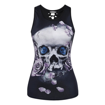 Women'S Vest Tank Tops Tassel Ripped Hollow Out Casual Butterfly Skull