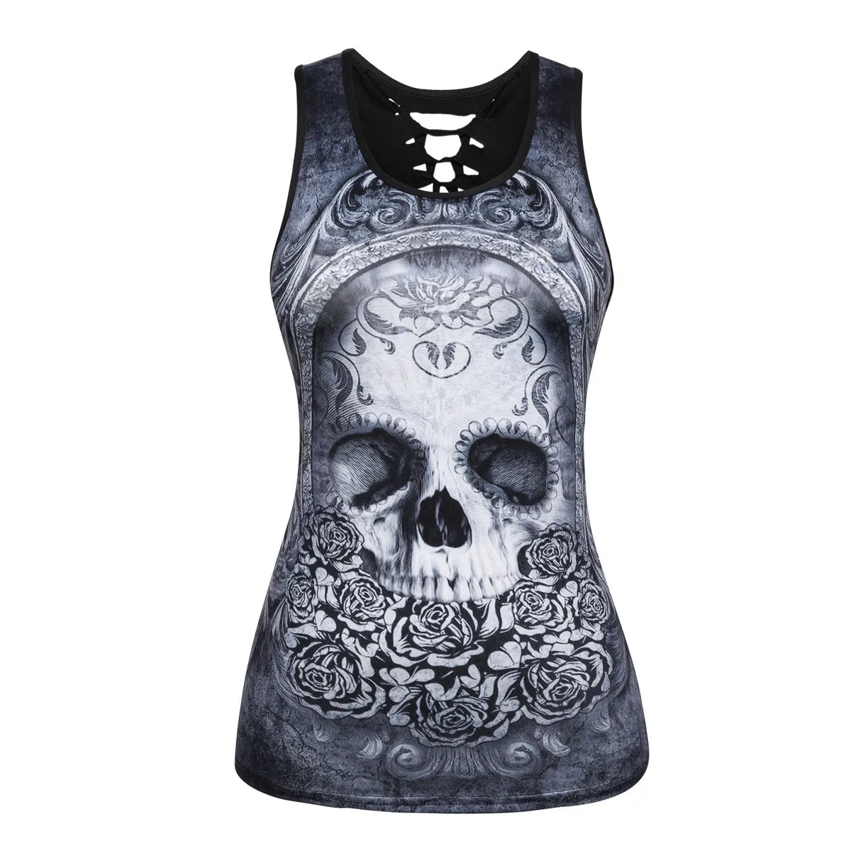 Women'S Vest Tank Tops Tassel Ripped Hollow Out Casual Butterfly Skull