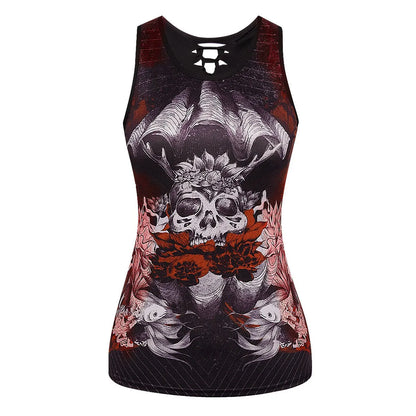 Women'S Vest Tank Tops Tassel Ripped Hollow Out Casual Butterfly Skull