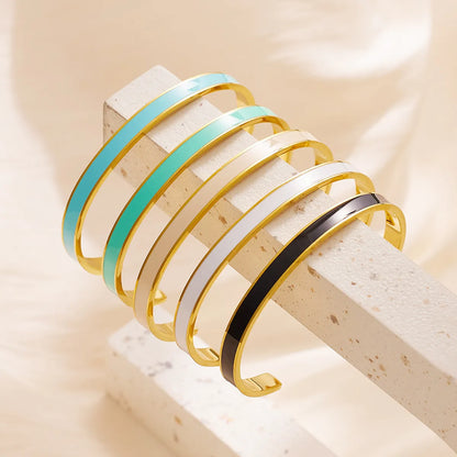 Casual C Shape Titanium Steel Epoxy Cuff Bracelets