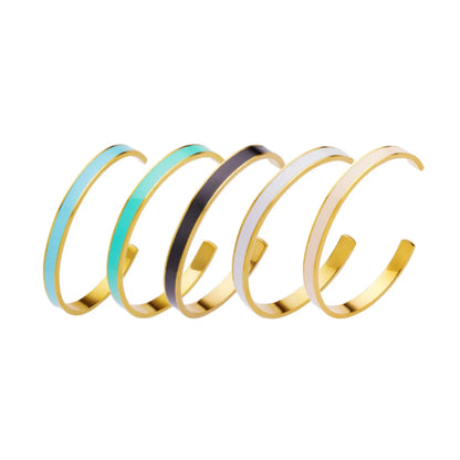 Casual C Shape Titanium Steel Epoxy Cuff Bracelets