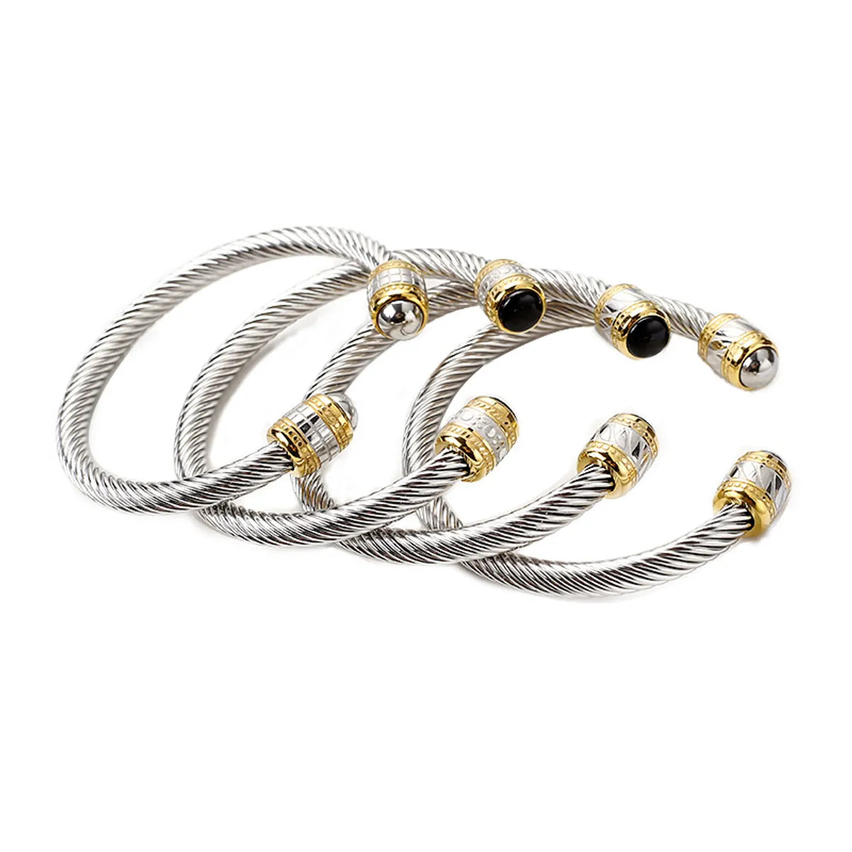 Casual C Shape Titanium Steel Cuff Bracelets