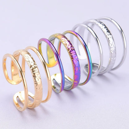 Casual C Shape Titanium Steel Enamel Open Rings