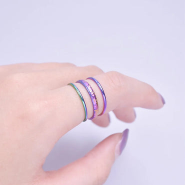 Casual C Shape Titanium Steel Enamel Open Rings