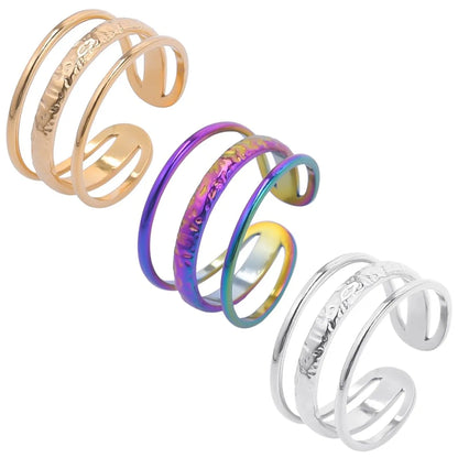 Casual C Shape Titanium Steel Enamel Open Rings