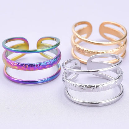 Casual C Shape Titanium Steel Enamel Open Rings