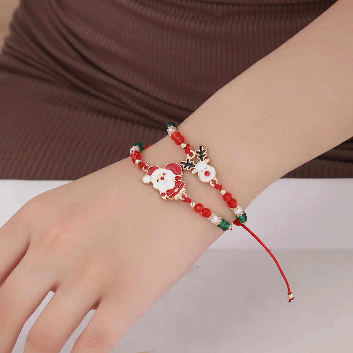 Casual Cartoon Style Cute Christmas Tree Santa Claus Elk Alloy Wholesale Bracelets