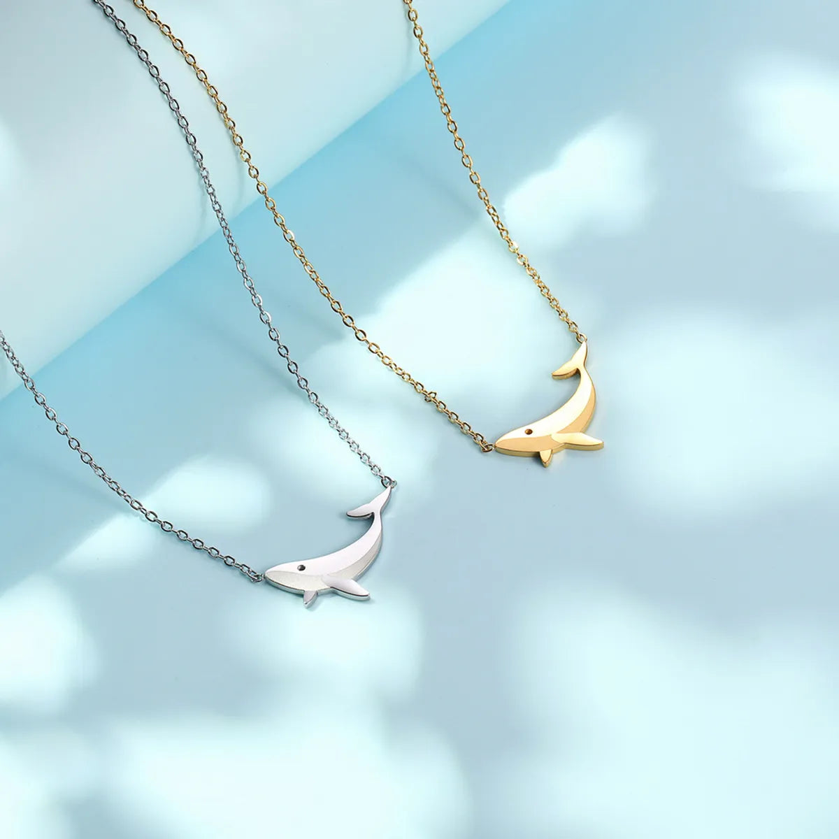 304 Stainless Steel 18K Gold Plated Casual Cartoon Style Streetwear Plating Whale Pendant Necklace