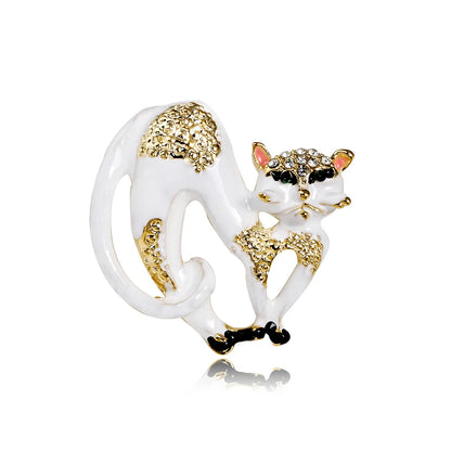 Casual Cat Alloy Inlay Rhinestones Unisex Brooches