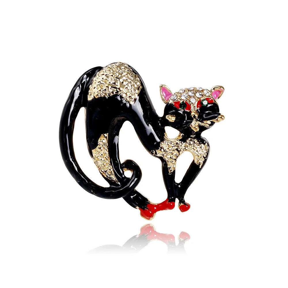 Casual Cat Alloy Inlay Rhinestones Unisex Brooches