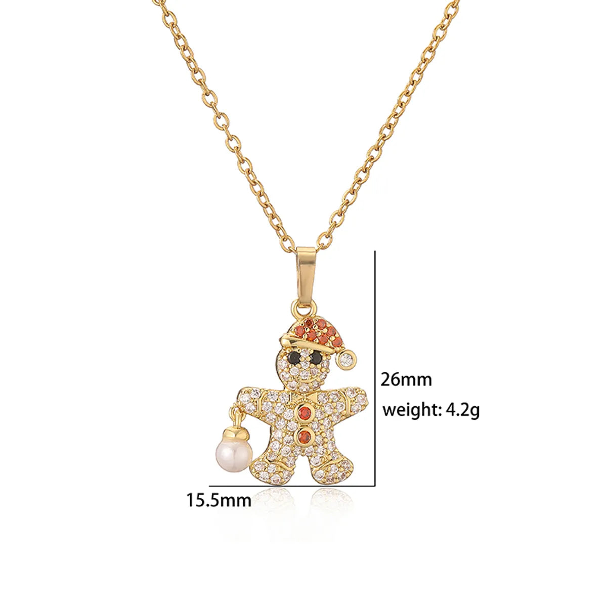 Casual Christmas Sweet Christmas Hat Christmas Tree Santa Claus Copper Plating Inlay Zircon 18k Gold Plated Pendant Necklace