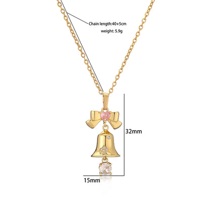 Casual Christmas Sweet Christmas Hat Christmas Tree Santa Claus Copper Plating Inlay Zircon 18k Gold Plated Pendant Necklace