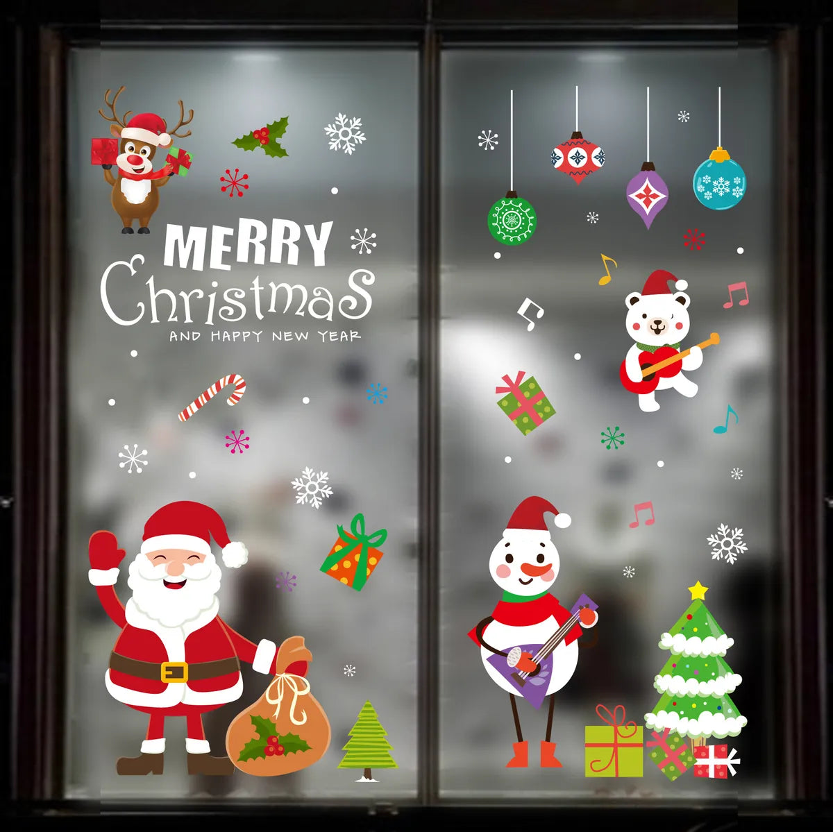 Casual Christmas Tree Santa Claus Pvc Wall Sticker