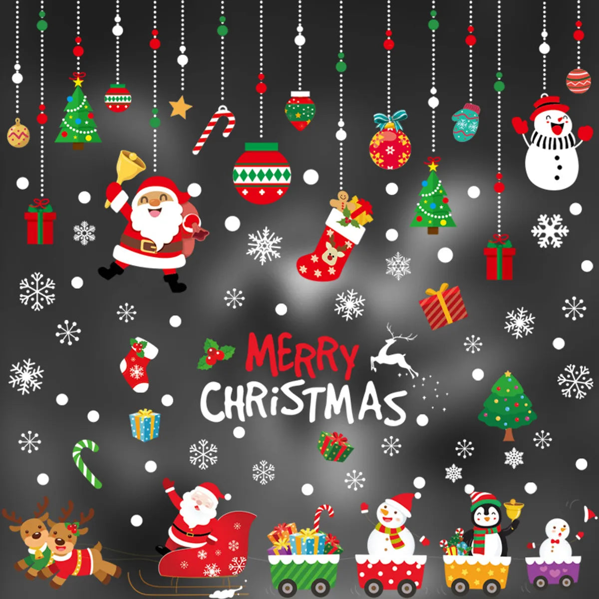 Casual Christmas Tree Santa Claus Pvc Wall Sticker