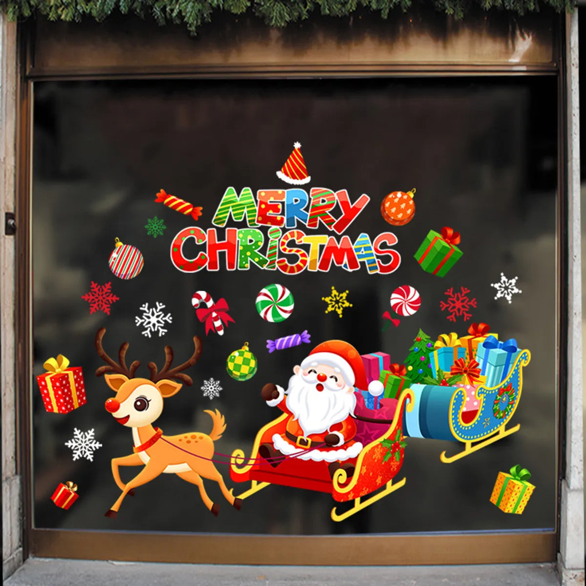 Casual Christmas Tree Santa Claus Pvc Wall Sticker