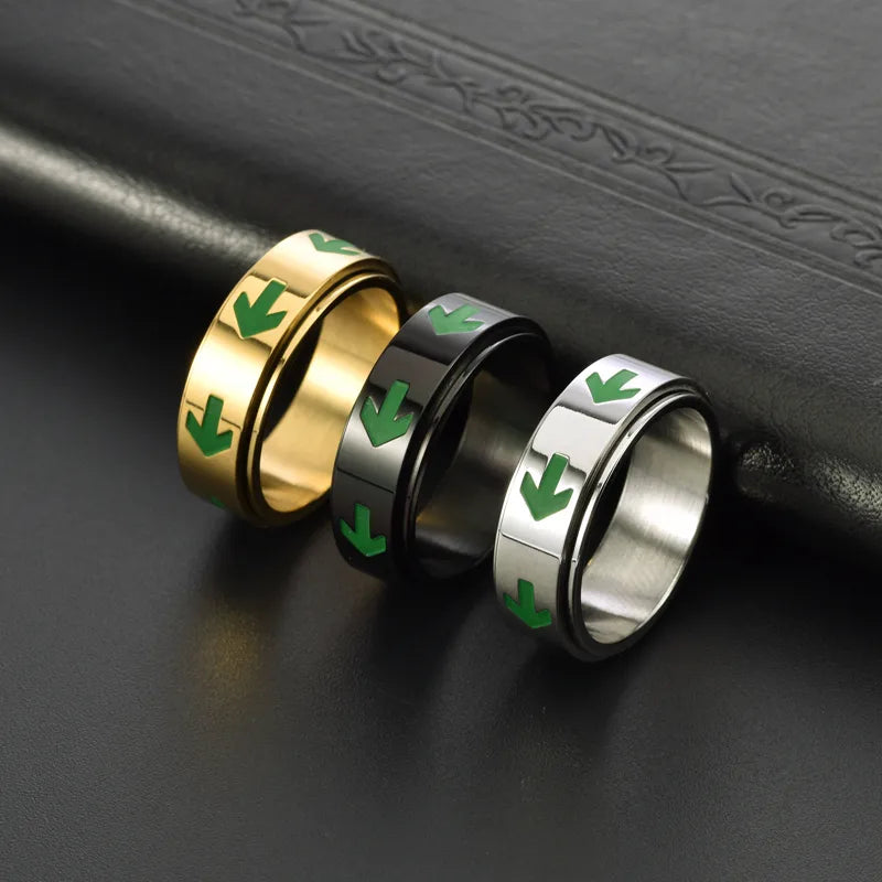 Casual Classic Style Color Block 304 Stainless Steel Polishing Epoxy Plating 18K Gold Plated Men'S Rings