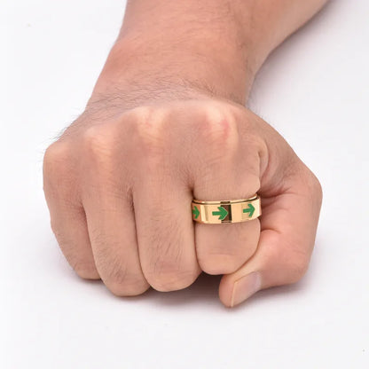 Casual Classic Style Color Block 304 Stainless Steel Polishing Epoxy Plating 18K Gold Plated Men'S Rings