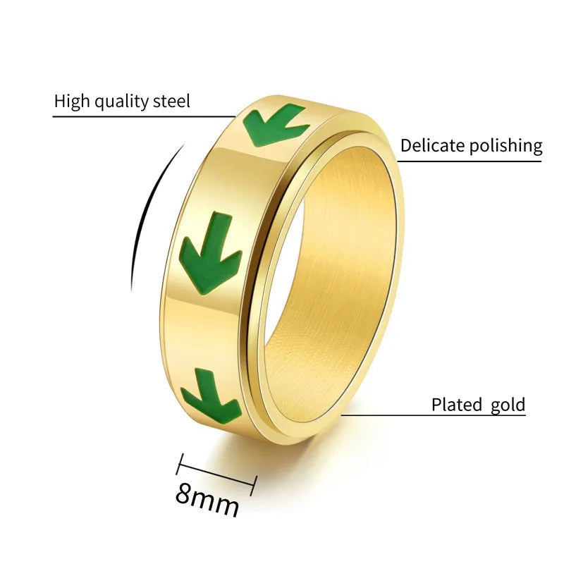 Casual Classic Style Color Block 304 Stainless Steel Polishing Epoxy Plating 18K Gold Plated Men'S Rings