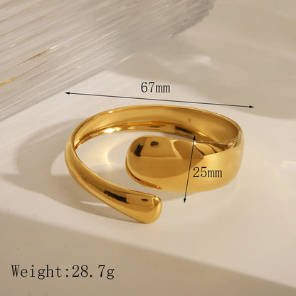 Casual Classic Style Commute Solid Color 14K Gold Plated 304 Stainless Steel Wholesale Bangle