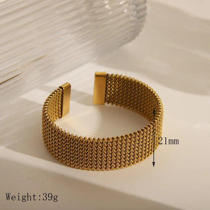 Casual Classic Style Commute Solid Color 304 Stainless Steel 14K Gold Plated Bangle In Bulk