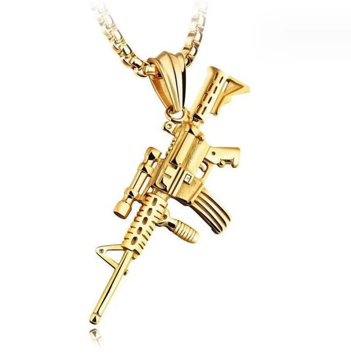 Casual Classic Style Cross Pistol Solid Color Alloy Plating Men'S Pendant Necklace