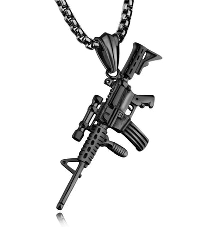 Casual Classic Style Cross Pistol Solid Color Alloy Plating Men'S Pendant Necklace