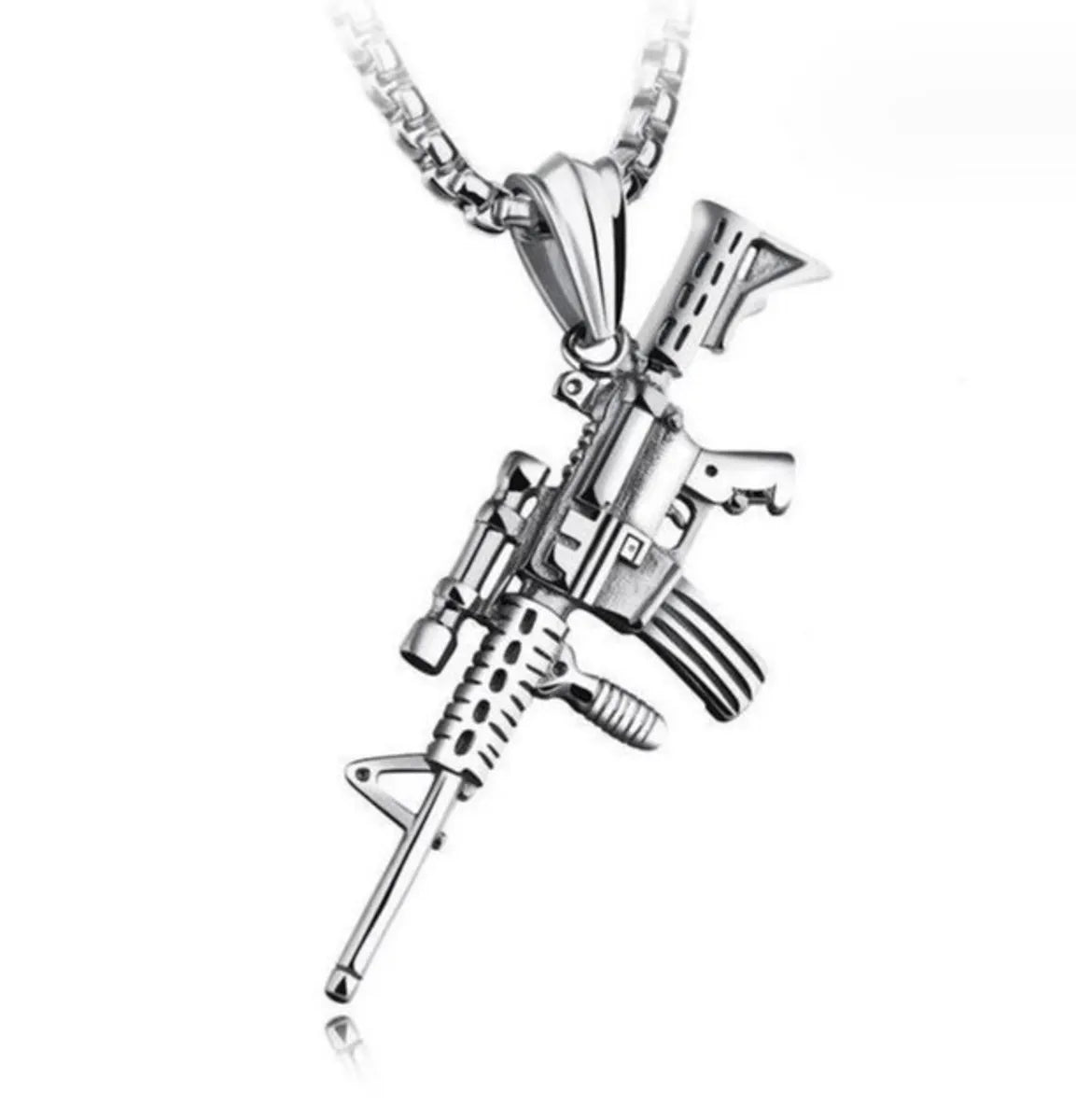 Casual Classic Style Cross Pistol Solid Color Alloy Plating Men'S Pendant Necklace