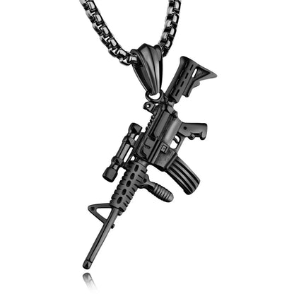 Casual Classic Style Cross Pistol Solid Color Alloy Plating Men'S Pendant Necklace