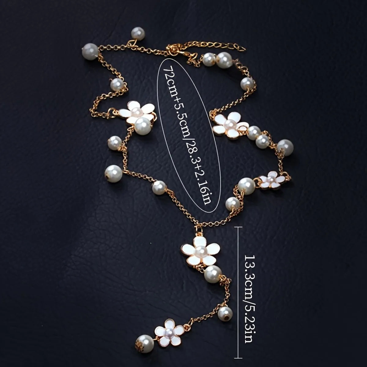 Casual Classic Style Flower Alloy Pearl Women's Sweater Chain Necklace