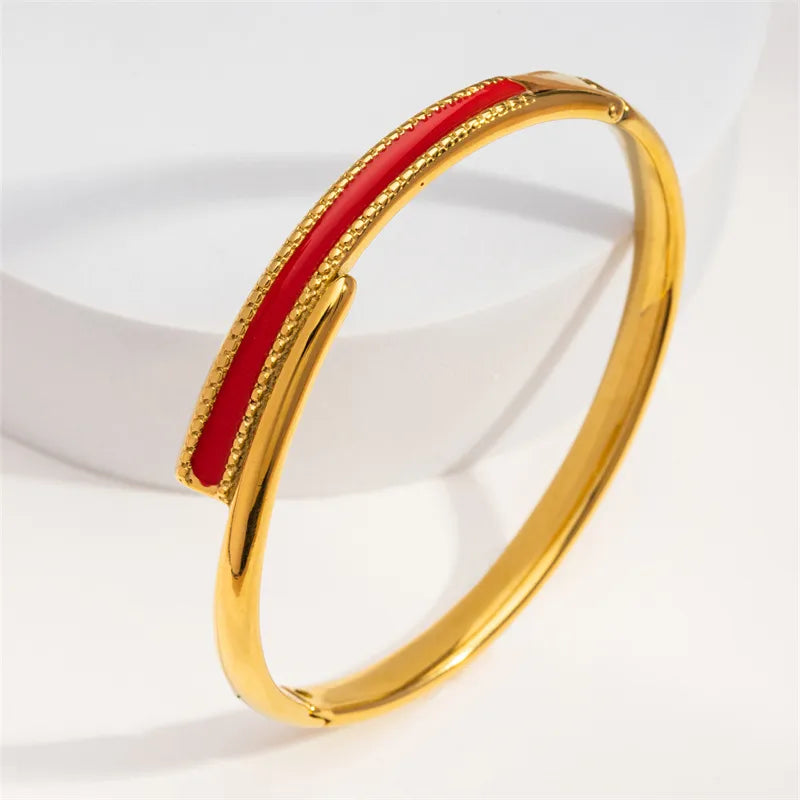 Casual Classic Style Geometric 304 Stainless Steel 18K Gold Plated Bangle In Bulk