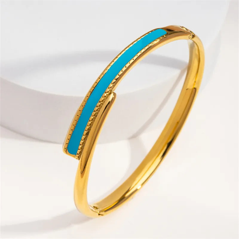 Casual Classic Style Geometric 304 Stainless Steel 18K Gold Plated Bangle In Bulk