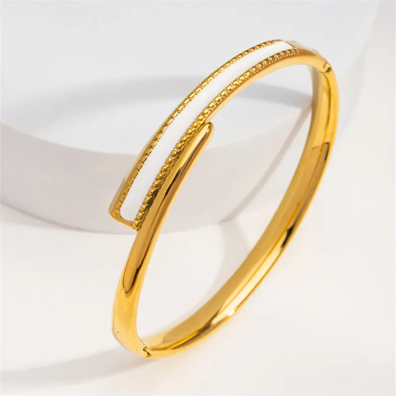 Casual Classic Style Geometric 304 Stainless Steel 18K Gold Plated Bangle In Bulk