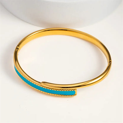 Casual Classic Style Geometric 304 Stainless Steel 18K Gold Plated Bangle In Bulk