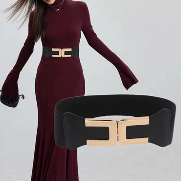 Casual Classic Style Geometric Pu Leather Alloy Elastic Band Women'S Leather Belts