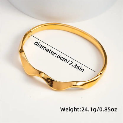 Casual Classic Style Geometric Solid Color 304 Stainless Steel 18K Gold Plated Bangle In Bulk