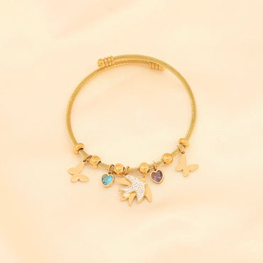 Casual Classic Style Heart Shape Eye 304 Stainless Steel 18K Gold Plated Zircon Bracelets In Bulk