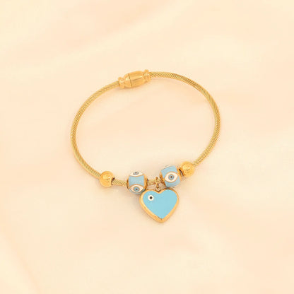 Casual Classic Style Heart Shape Eye 304 Stainless Steel 18K Gold Plated Zircon Bracelets In Bulk