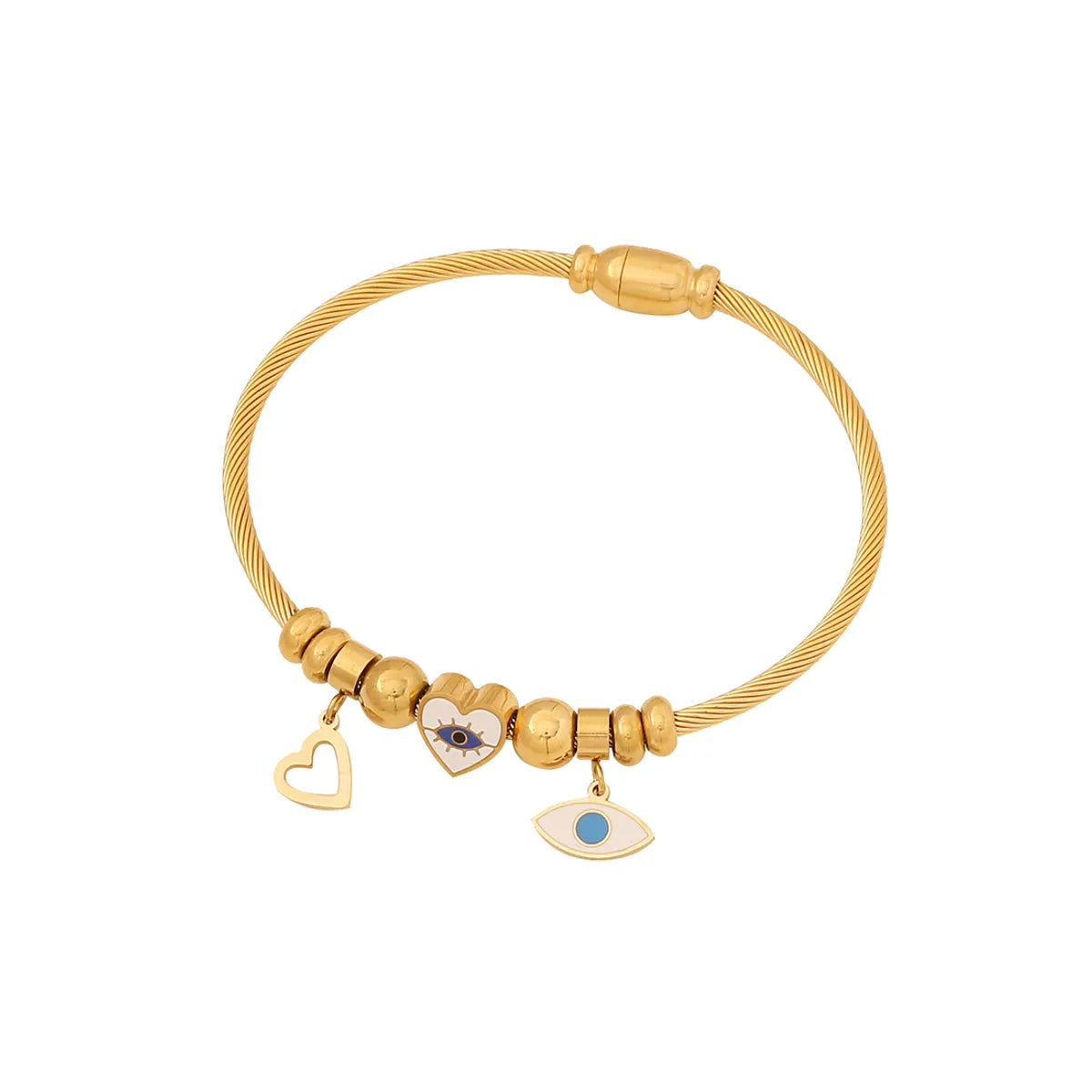 Casual Classic Style Heart Shape Eye 304 Stainless Steel 18K Gold Plated Zircon Bracelets In Bulk