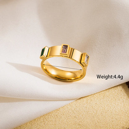 Wholesale Casual Classic Style Rectangle Stainless Steel Plating Inlay 18k Gold Plated Zircon Rings Bracelets