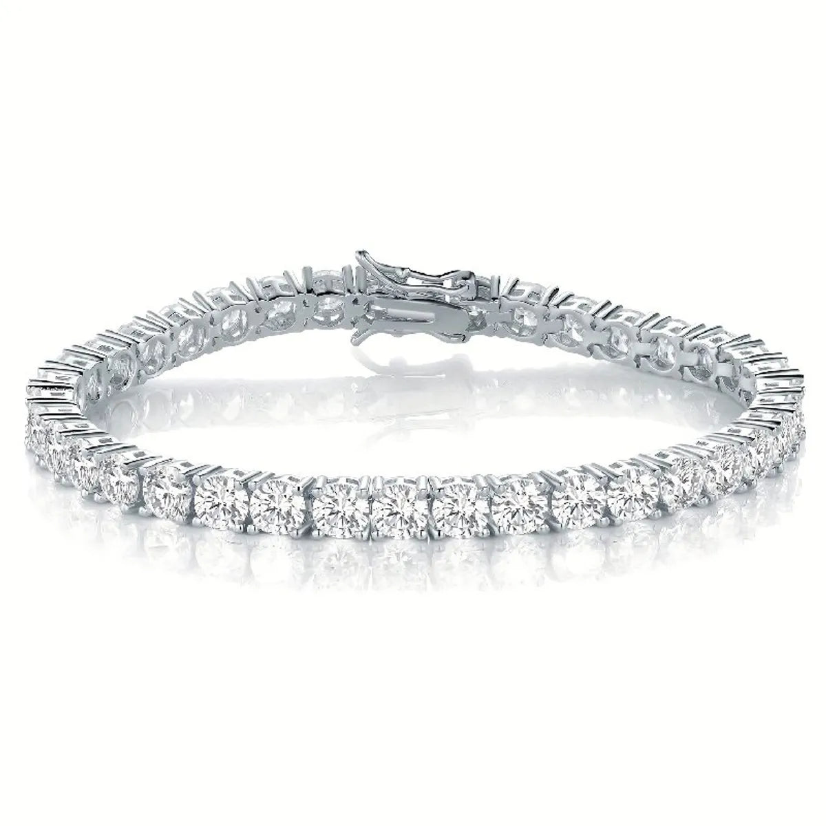 Casual Classic Style Round Brass 18k Gold Plated Platinum Plated Rhodium Plated Zircon Tennis Bracelet In Bulk