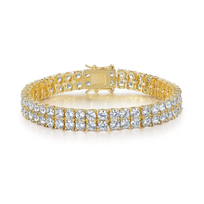 Casual Classic Style Round Brass Plating Inlay Zircon 18K Gold Plated Women'S Tennis Bracelet