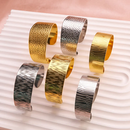 Casual Classic Style Round Stainless Steel Plating Gold Plated Silver Plated Bangle