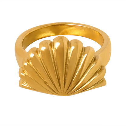 Wholesale Jewelry Casual Classic Style Shell Titanium Steel 18K Gold Plated Plating Rings