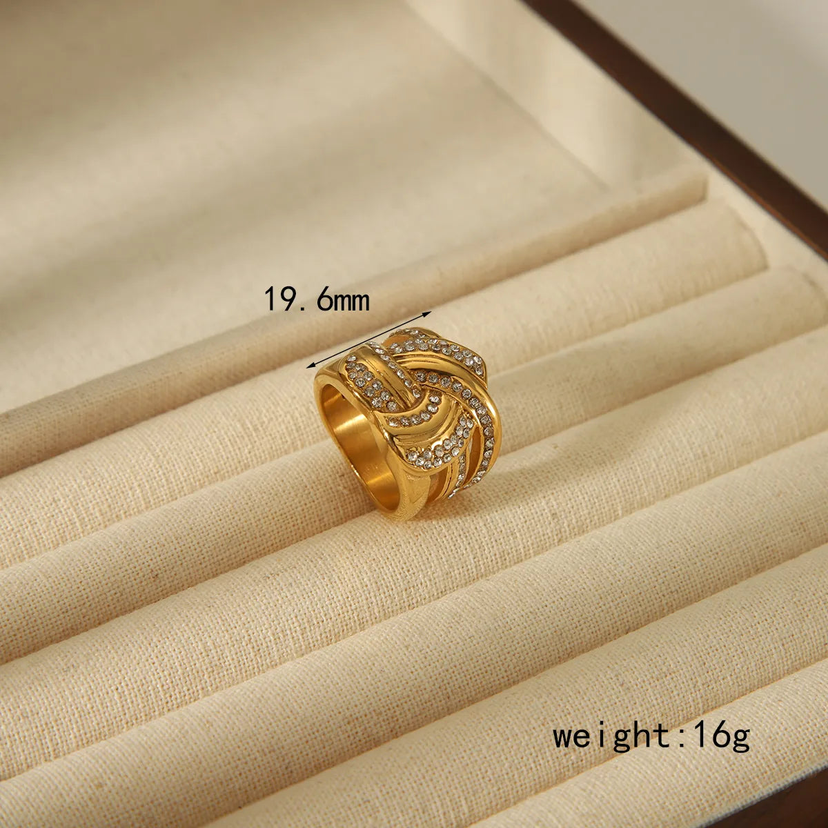 Casual Classic Style Solid Color 304 Stainless Steel 18K Gold Plated Zircon Open Rings In Bulk