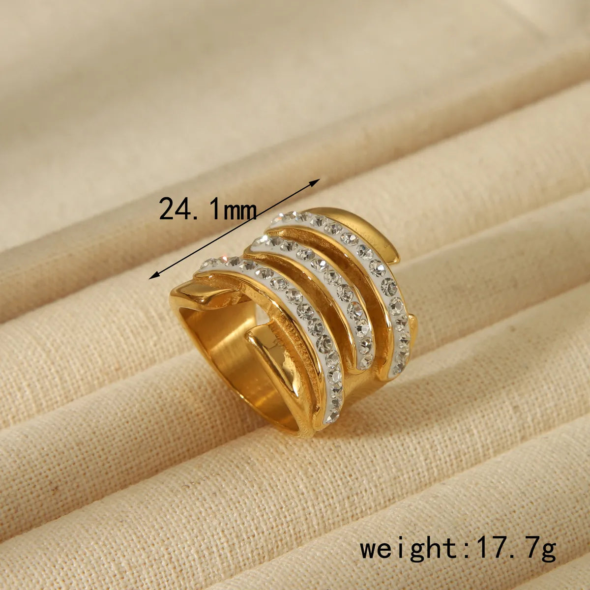 Casual Classic Style Solid Color 304 Stainless Steel 18K Gold Plated Zircon Open Rings In Bulk